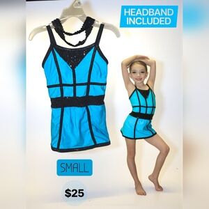 Children's Blue Dance Costume With Headband